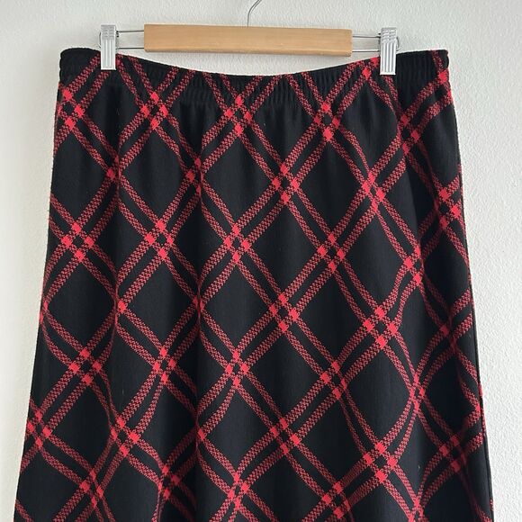 Vintage Red Black Plaid Midi Skirt C.D. Daniels Sz 1X Preppy Academia Office - Picture 2 of 12
